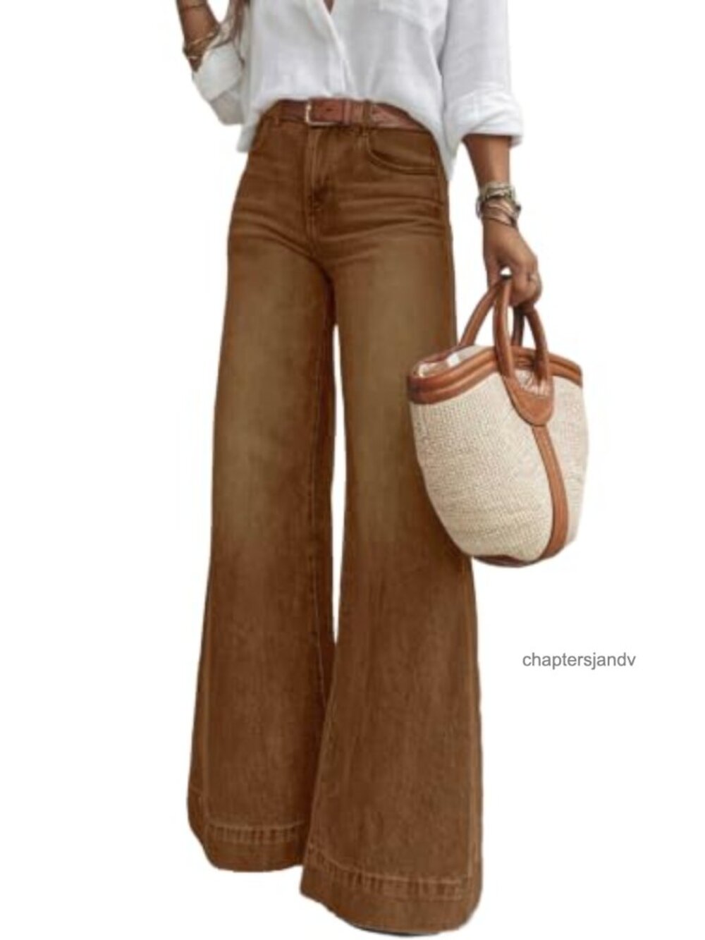 Flare Jeans Wide Leg High Waisted Stretchy Denim Pants with Pockets